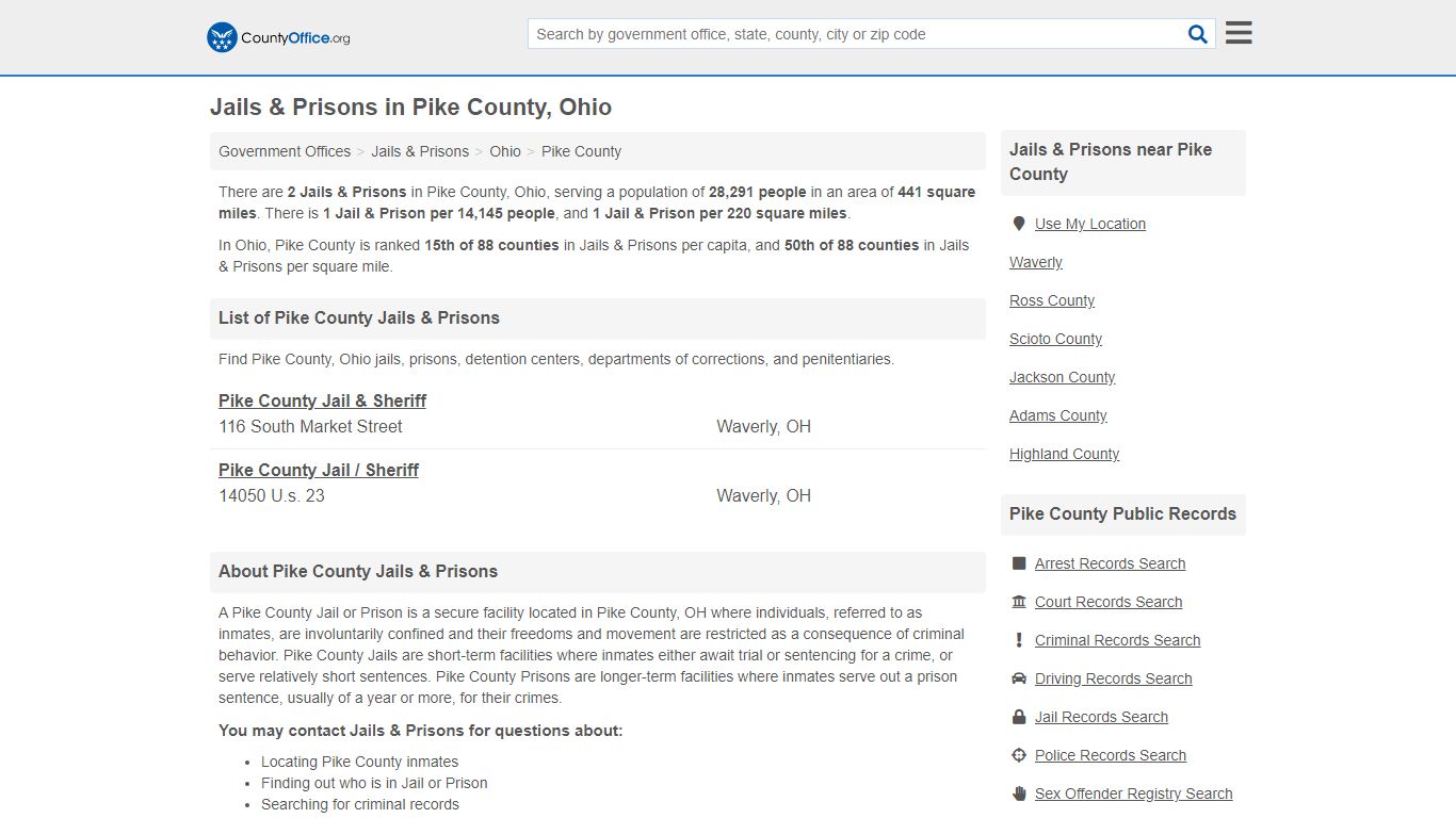 Jails & Prisons - Pike County, OH (Inmate Rosters & Records)